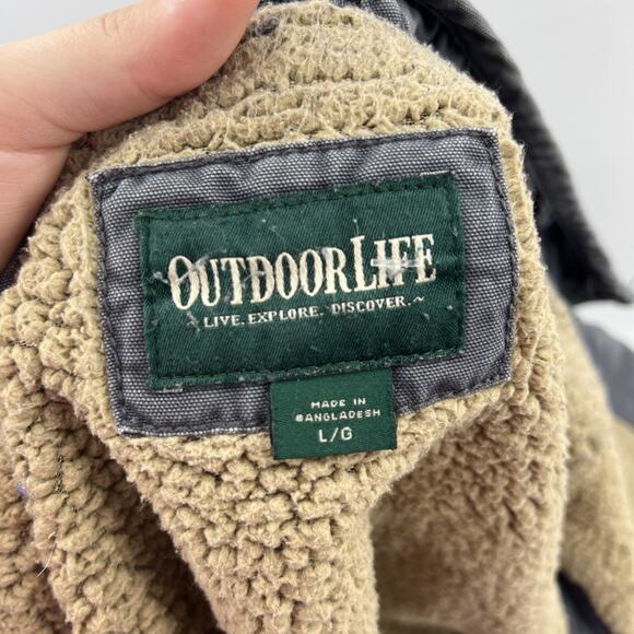 Outdoor Life Vest Men Large Blue Canvas Sherpa Lined Work Utility Grunge Y2K - Picture 8 of 12